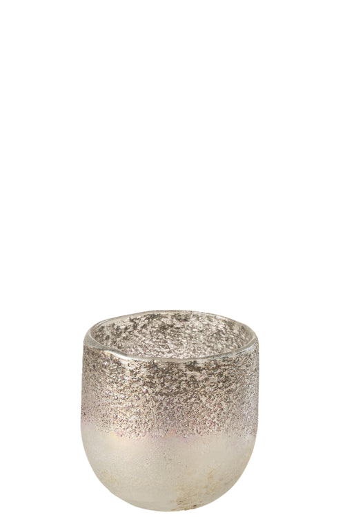 J-Line windlicht Milano - glas - grijs/roze - small - vtwonen shop