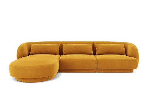 Cosmopolitan Design linker hoekbank Tulum 4-zits, flueel, geel - 156x255x70cm