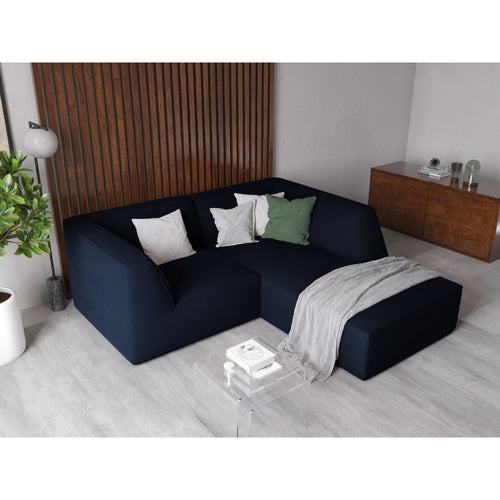 Cosmopolitan Design - Modulaire hoekbank rechts Siena 3-zits, flueel koningsblauw - 180x186x69cm