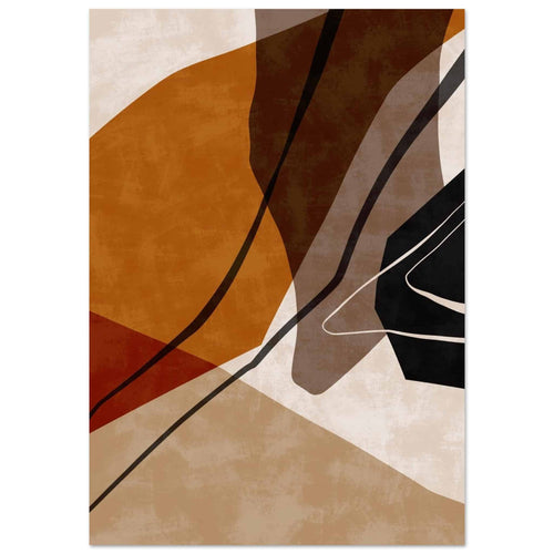 Artfulprints Poster met Lijst Boho – Warm abstraction   - A4 21x29.7 cm - Bruin