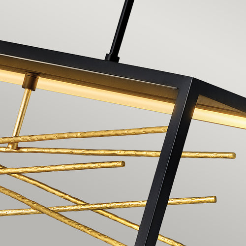Elstead Hinkley Styx Geïntegreerde LED Bar Plafondlamp Zwart & Verguld Goud, 3000K