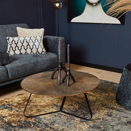StarFurn Salontafel Kate - Rond Goud Metaal - 80x80x35cm