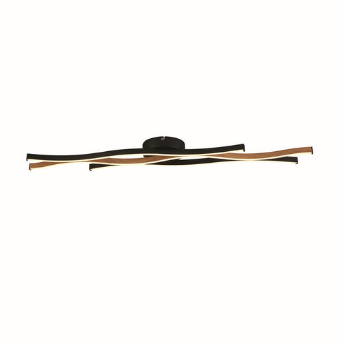 Bloom Swirl LED-plafondlamp, zwart met houteffect