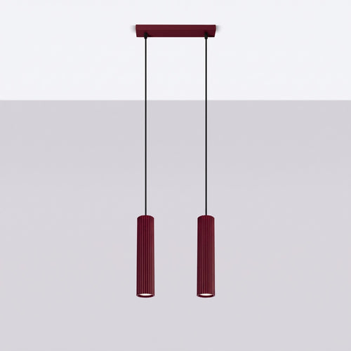 Sollux Lighting Hanglamp KARBON 2 bordeaux - 30x6,5x90cm