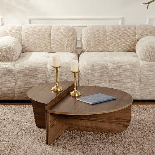 Calicosy - ORION Set van 2 salontafels - Licht hout - 90x90x35 cm