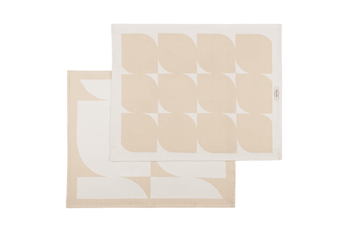 noo.ma Abi set van 2 katoenen vaatdoeken 27 x 18 cm - Sand Beige & Cream