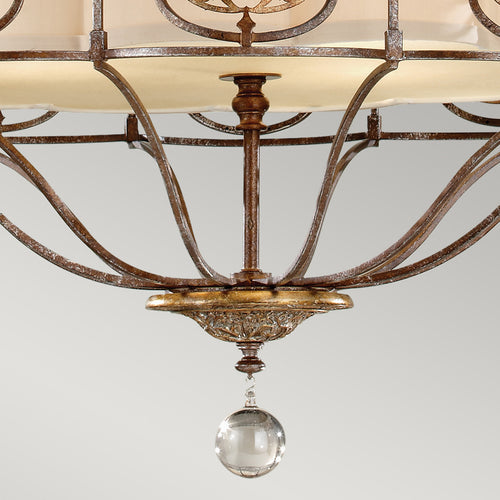 Elstead Marcella - 4-lichts ronde hangende Britse bronzen afwerking, E27