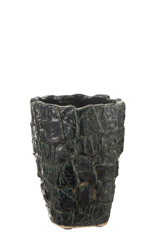 J-Line vaas Aoki - keramiek - benzine groen - medium