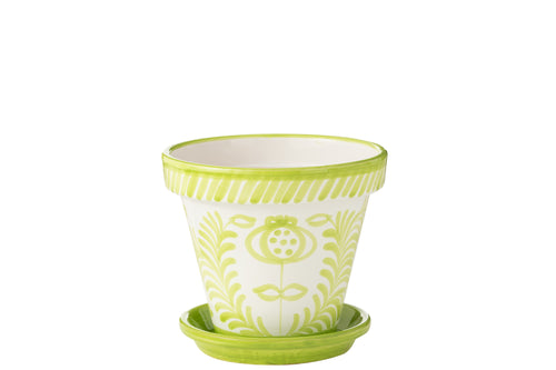 J-Line bloempot Granada Handmade + Painted - keramiek - groen - large - Ø 35 cm - vtwonen shop