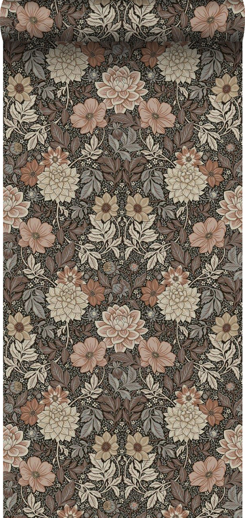 Borastapeter behang vintage bloemen in art nouveau stijl bruin - 53 cm x 10.05 m - 660399 - vtwonen shop