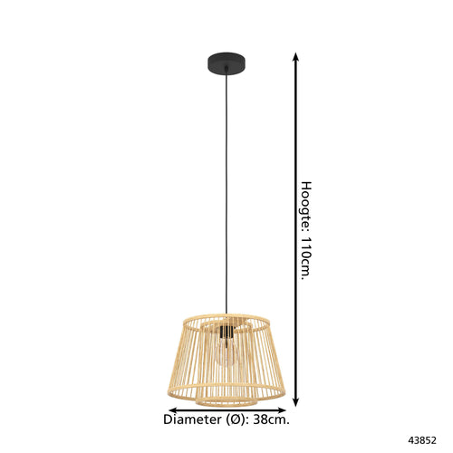 EGLO hanglamp Hykeham - e27 - ø 38 cm - zwart/hout - vtwonen shop