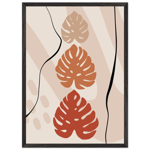 Artfulprints Poster met Lijst Boho – Tropical trio   - 50x70 cm - Taupe
