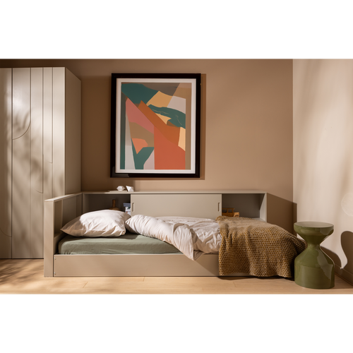 WOOOD hoekbed links/rechts Carter - Grenenhout - Dust/Beige - 90x200