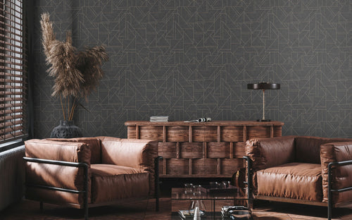 Livingwalls behang grafisch motief zwart en goud - 53 cm x 10.05 m - AS-391184 - vtwonen shop