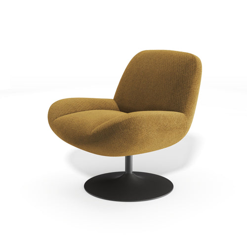 Premium Interiors - Draaistoel RETRO - krullend fluweel mosterd 71cm