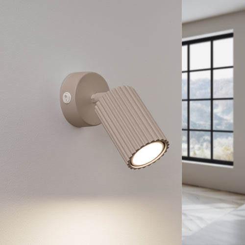 Sollux Lighting Wandlamp KARBON taupe met schakelaar - 8x16x16cm