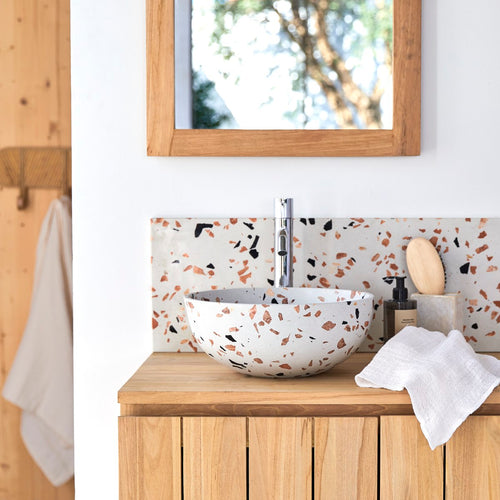 Tikamoon Ronde waskom van bruin premium terrazzo ∅ 32 cm - Bruin