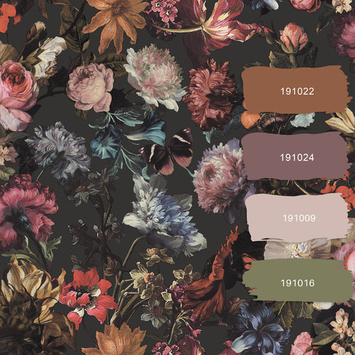 ESTAhome behang bloemen donkergrijs - 53 cm x 10.05 m - 139172 - vtwonen shop