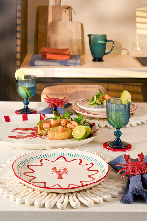 Mica Decorations Ariane Dinerbord - Set van 4 - Ø27 cm - Steengoed - Rood - vtwonen shop