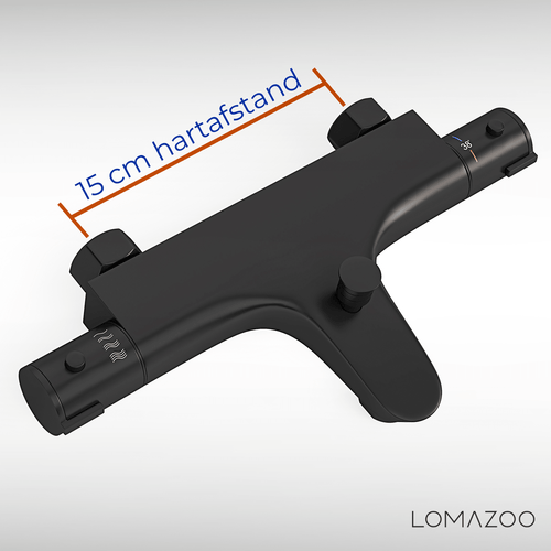 LOMAZOO thermostatische badkraan - mat zwart - 15 cm