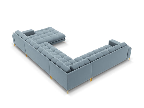 Cosmopolitan Design Panoramische hoekbank links Bali 7-zits, flueel, lichtblauw - 256x327x75cm
