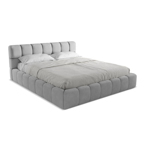 LaMiaSofa Bed met opbergruimte Roma - chenille stof - lichtgrijs - 200x228x82