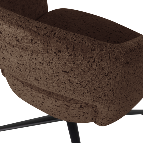 WOOOD draaifauteuil Pico - Wollig Structuur - Bruin - 74x71x69