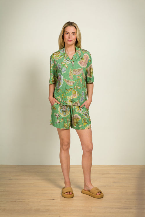 Pip Studio - Flora Pyjama Shirt - Dames - Matata - Groen - S - vtwonen shop