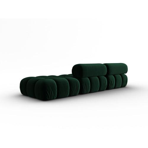 Cosmopolitan Design - Linker modulaire bank Cortina 4-zits, flueel flessengroen - 94x282x70cm
