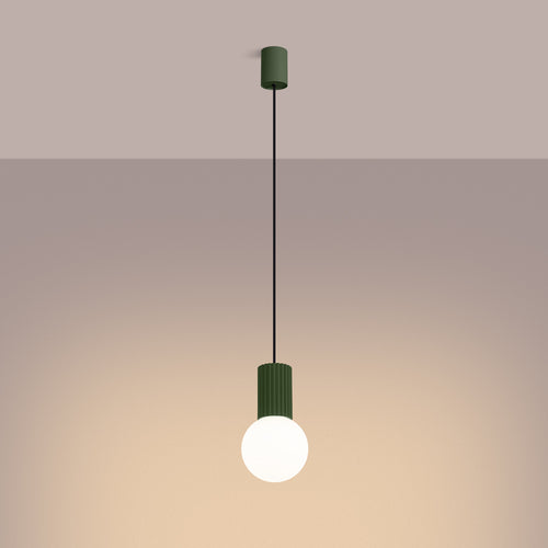 Sollux Lighting Hanglamp HALO 1 olijfgroen - 12x12x120cm