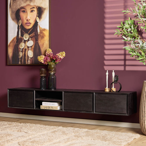 Starfurn Tv-meubel Ambiance - Zwevend - Zwart Hout - 200x35x30cm