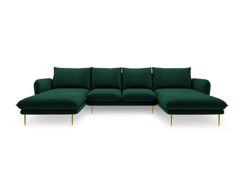 Cosmopolitan Design Panoramische bank Vienna 6-zits, flueel, flessengroen - 170x350x95cm