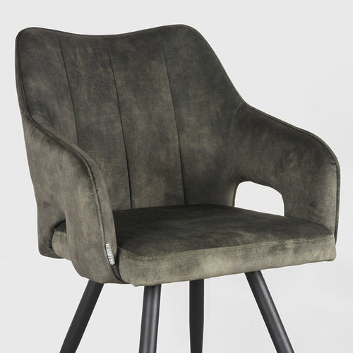 LABEL51 Eetkamerstoel Noud - Donkergroen Velvet - Zithoogte 49cm - vtwonen shop