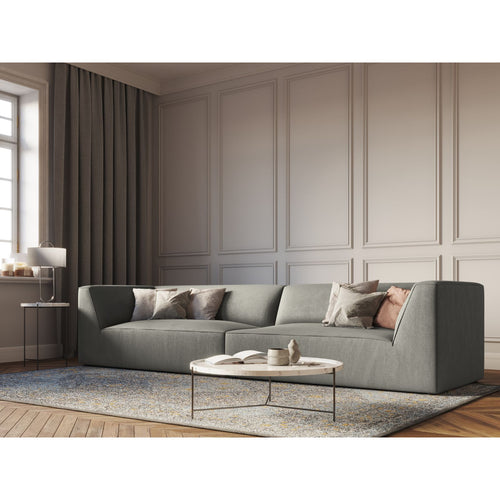Cosmopolitan Design - Bank Siena 4-zits, ribfluwelen lichtgrijs - 93x302x69cm