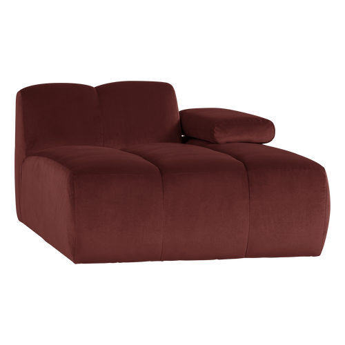 WOOOD chaise longue bank rechts Mojo - Velvet - Kastanjebruin - 74x124x162