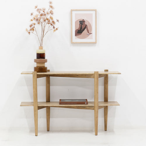 DÉJA Living Sidetable Aline - Travertin - Naturel - 120cm - vtwonen shop