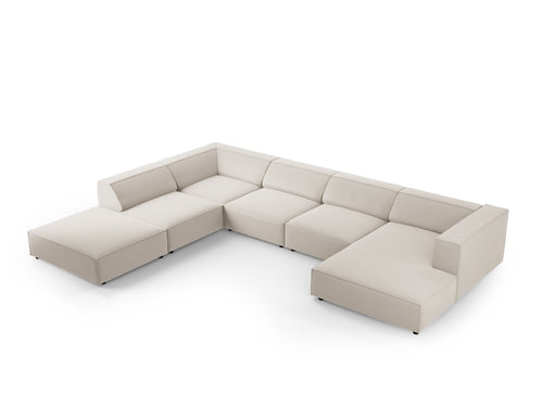 Cosmopolitan Design Panoramische hoekbank links Arendal 7-zits, flueel, ecru - 262x364x70cm