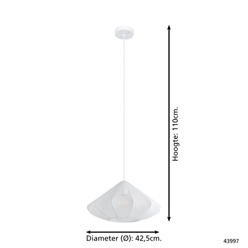 EGLO hanglamp Dolwen - e27 - ø 42,5 cm - wit - textiel - vtwonen shop