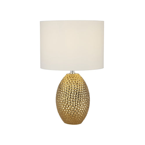 Searchlight Nadine Tafellamp Keramiek Goud & Crème Stoffen Kap