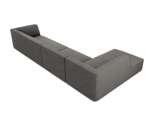 Micadoni linker hoekbank Ruby 5-zits, ribfluwelen, donkergrijs - 180x366x69cm