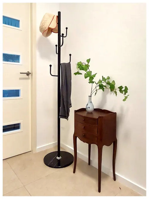 Furnilux Staande Kapstok Zwart Marmeren Voet - 37x176 cm