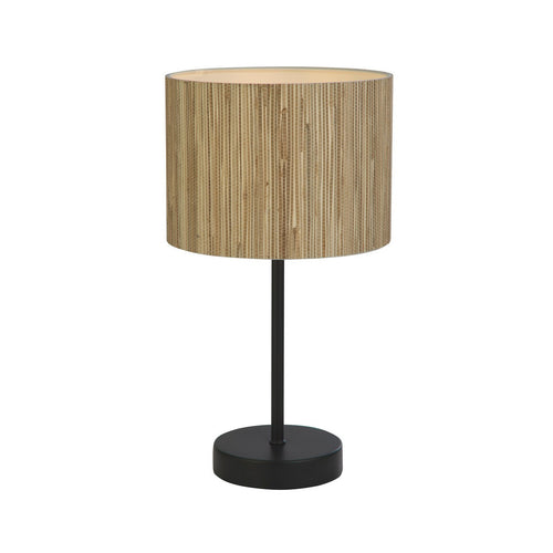 Searchlight - Meadow 1-lichts tafellamp, natuurlijke graskap en zwart metaal