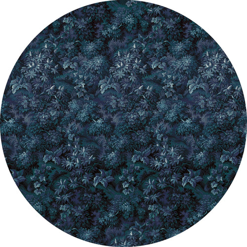 Sanders & Sanders zelfklevende behangcirkel bladeren donkerblauw - Ø 125 cm - 611772