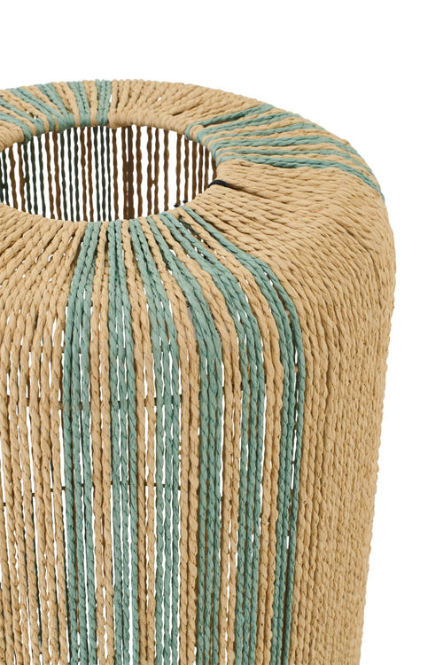 J-Line lamp Touw Cilinder - metaal - turkoois/naturel - large