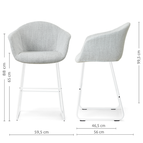 Nolon Nino-Otis barkruk grijs melange - wit onderstel - 65 cm - vtwonen shop