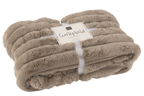 J-Line plaid Large Corduroy - polyester - taupe - 180 x 130 cm - vtwonen shop