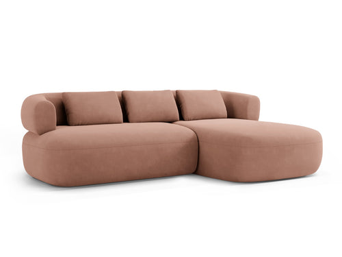 Micadoni rechter hoekbank Jenny 5-zits, flueel terracotta - 145x225x73cm