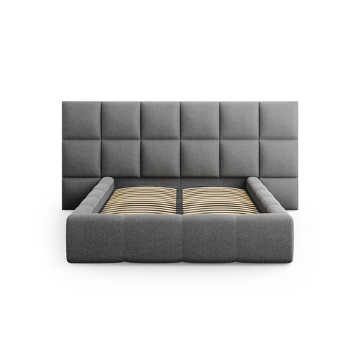 Cosmopolitan Design - Opbergbed met hoofdeinde Livigno 200x200cm structurele stof donkergrijs - 230x350x125cm