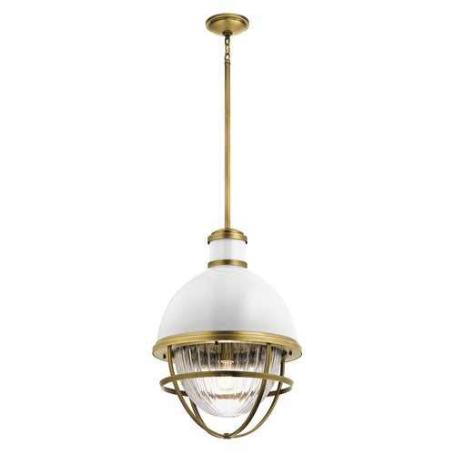 Elstead Kichler Tollis Globe Hanglamp Plafondlamp Natuurlijk Messing & Wit