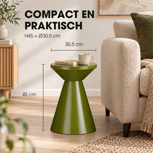 Mica Decorations Jim Bijzettafel - Salontafel met Strak Design voor de Woonkamer - Nachtkastje van Stevig IJzer - Rond Tafeltje voor Extra